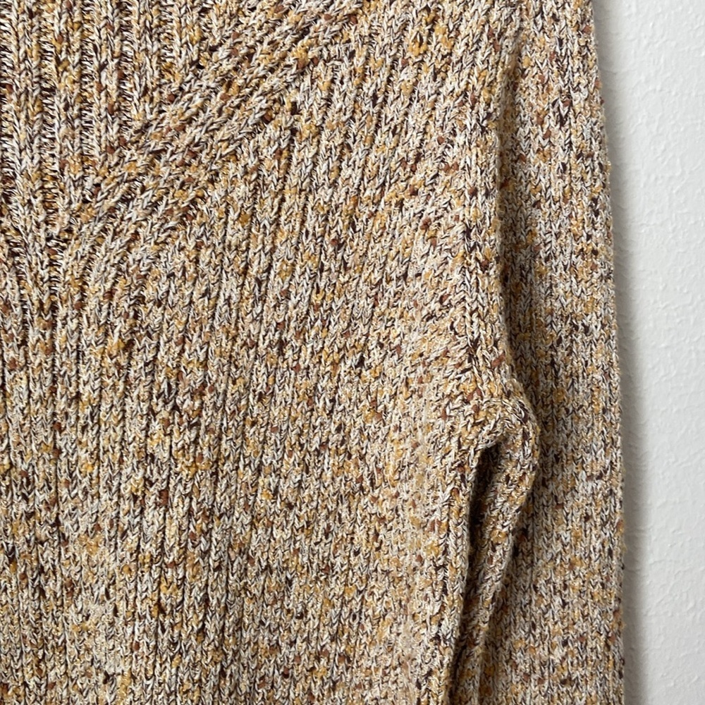 St. John Santana Knit Turtleneck Sweater Tan Speckled Ribbed Size L - Picture 4 of 6